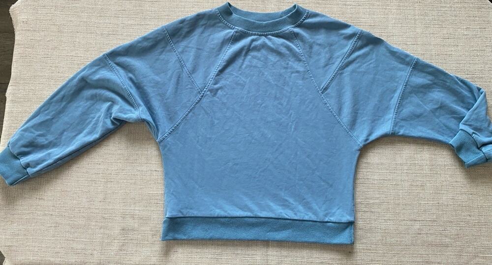 MEROKEETY Oversized Batwing Sleeve Sweatshirt Top Blue M